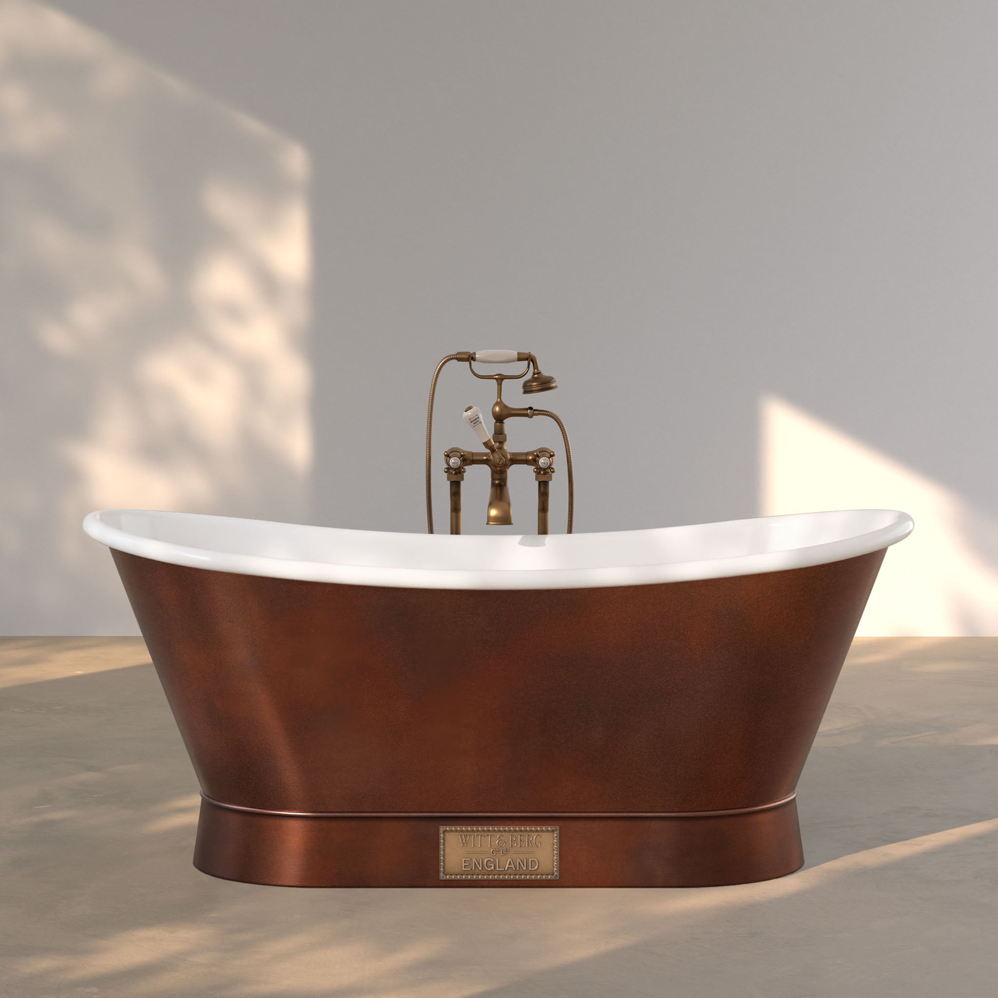 Antique Copper Bath | Rolltop Bath With Enamel Interior – Witt And Berg