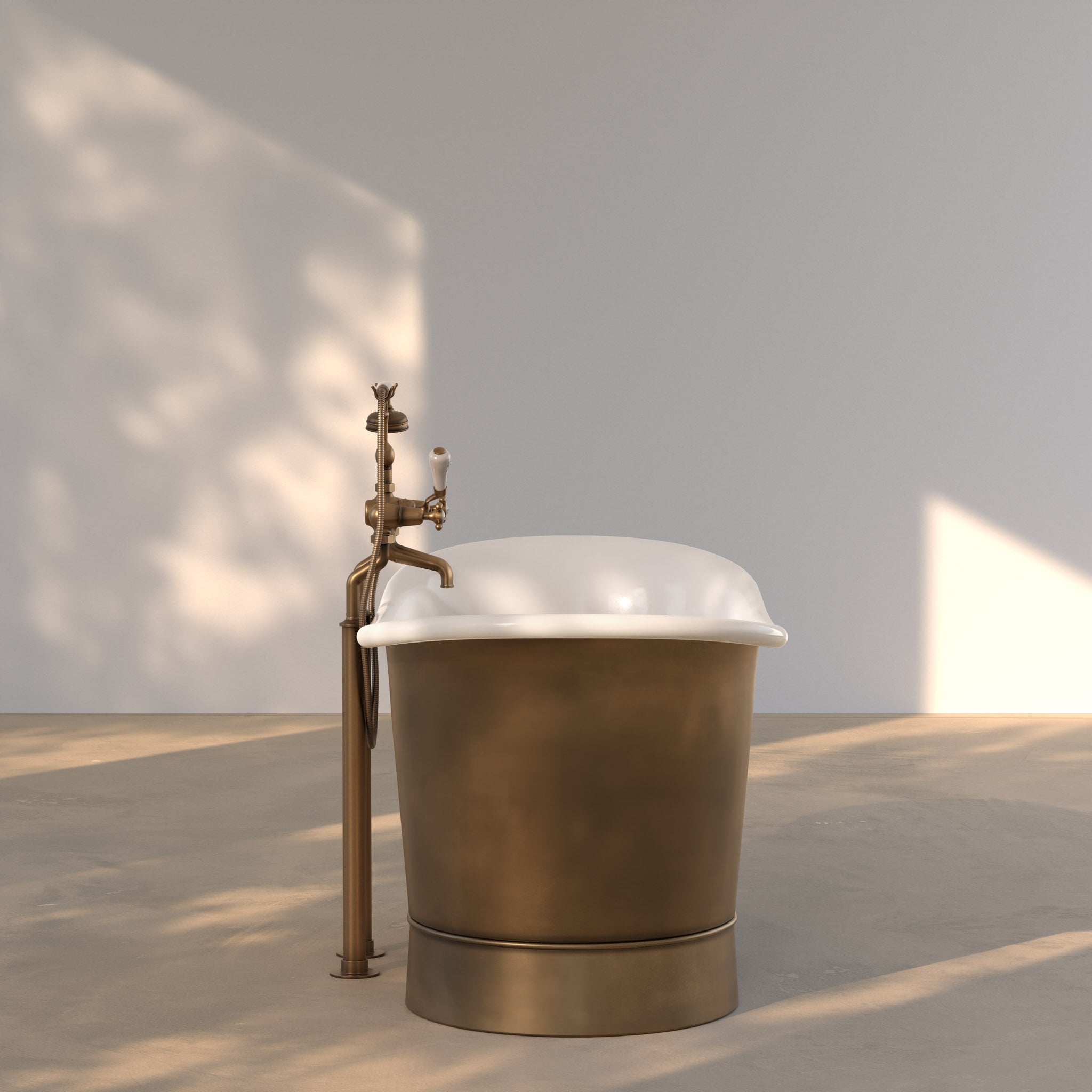 Babington Antique Brass & White Enamel Freestanding Bath