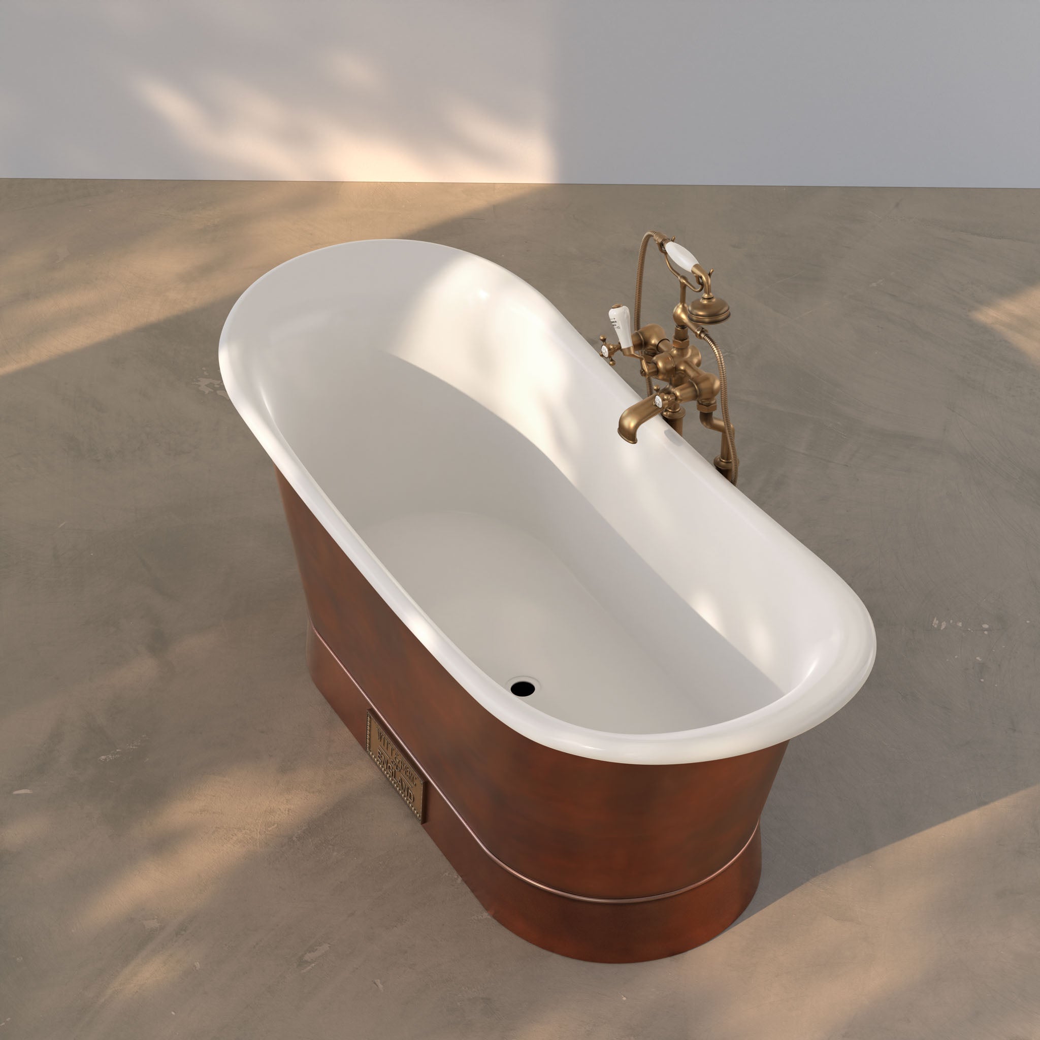 Babington Antique Copper & White Enamel Freestanding Bath