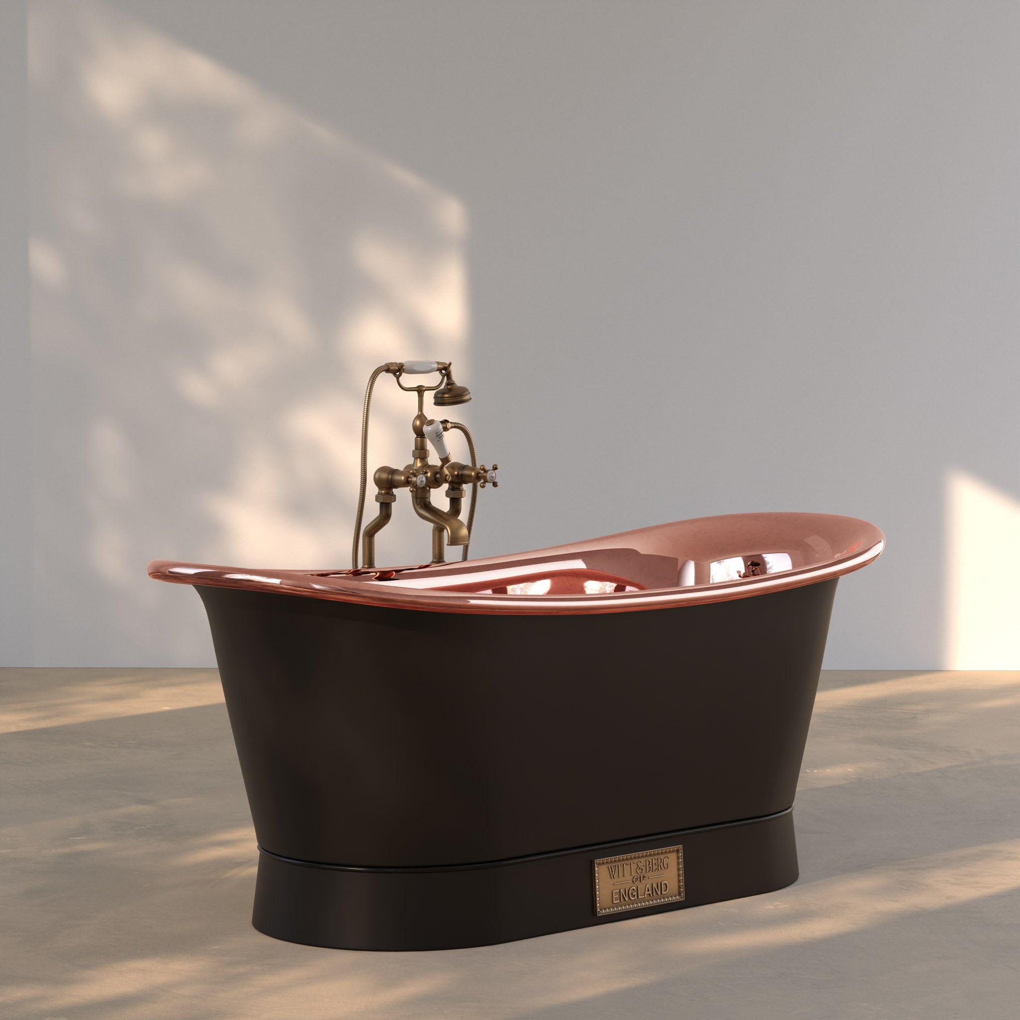 Babington Charcoal & Polished Copper Freestanding Bath