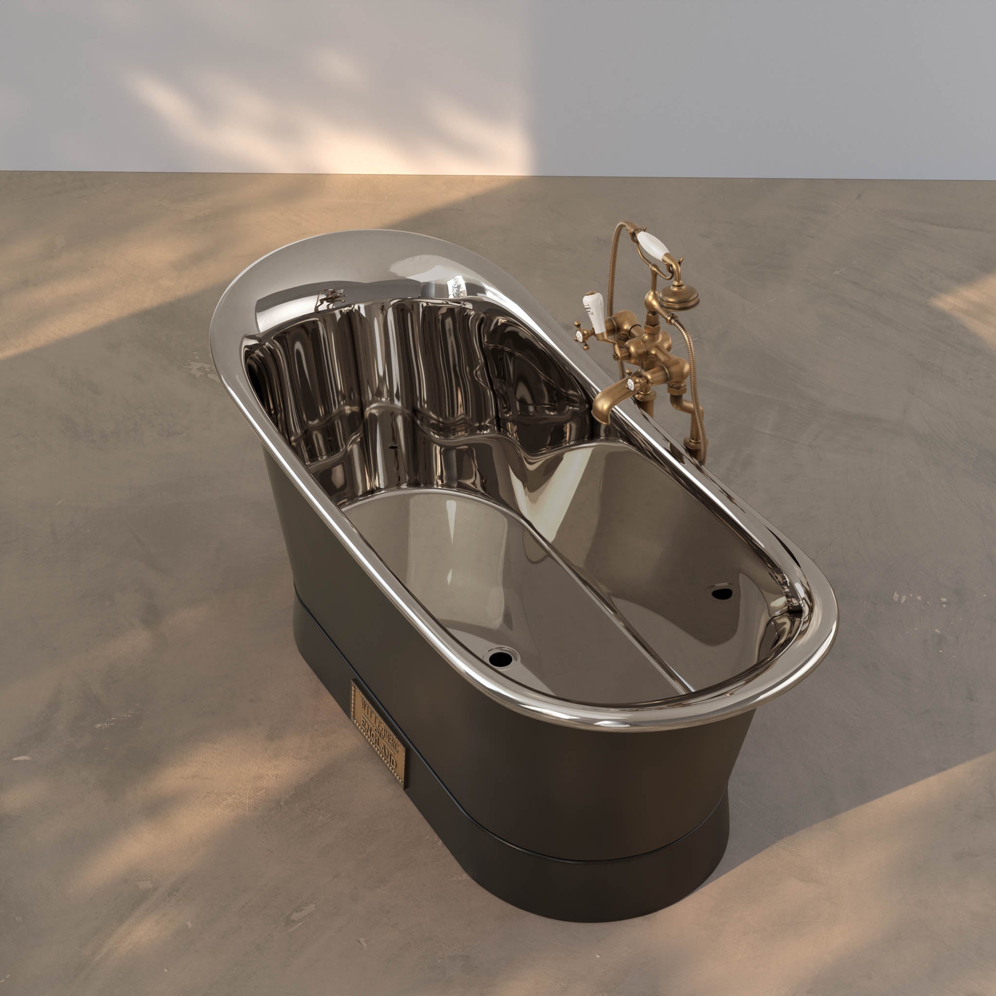 Babington Charcoal & Polished Nickel Freestanding Bath